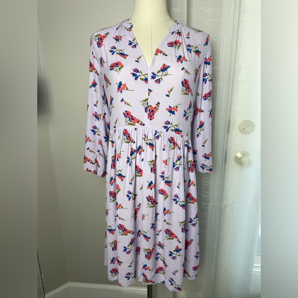 Anthropologie Maeve Juno Lilac Poppies Floral Spring Summer Tunic Dress XS - Picture 3 of 10